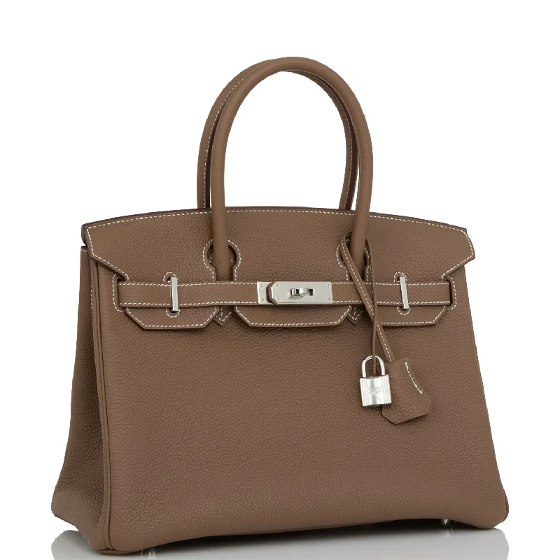 Hermes Birkin Bags with a Hand - Burnished Edge FinishHermes Birkin 30 Etoupe Togo Palladium Hardware