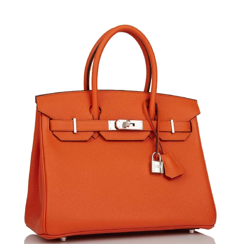 Hermes Birkin Bags with a Two - Tone Leather Design for Visual InterestHermes Birkin 30 Feu Clemence Palladium Hardware