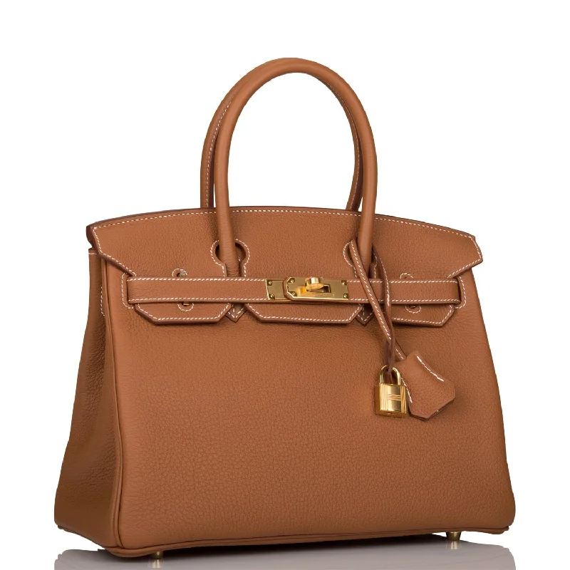 Hermes Birkin Bags with a Hand - Carved Leather DecorationHermes Birkin 30 Gold Togo Gold Hardware