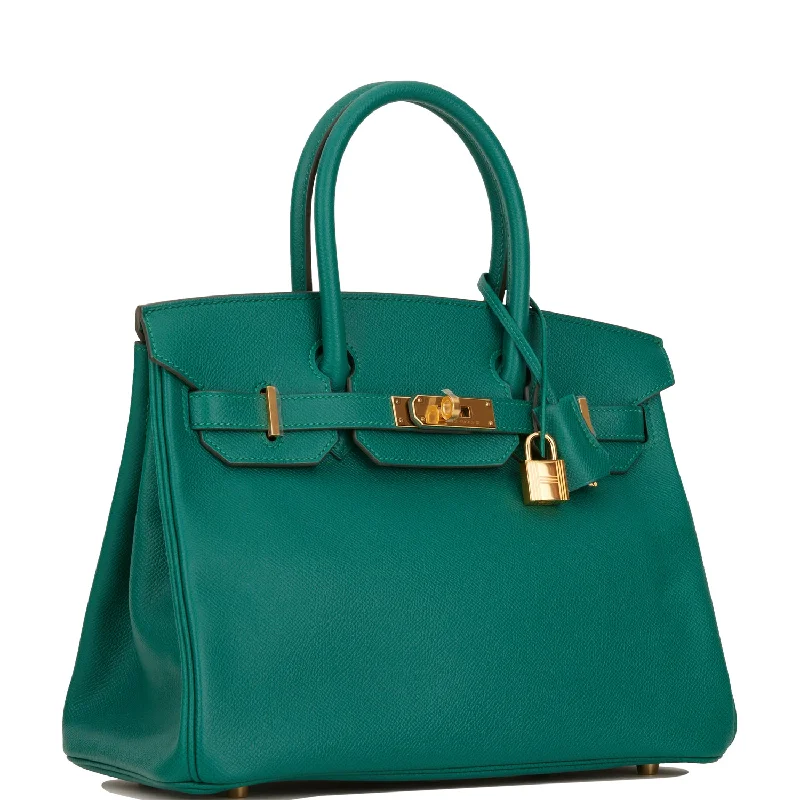 Hermes Birkin Bags with a Hand - Painted Monogram DesignHermes Birkin 30 Malachite Epsom Gold Hardware