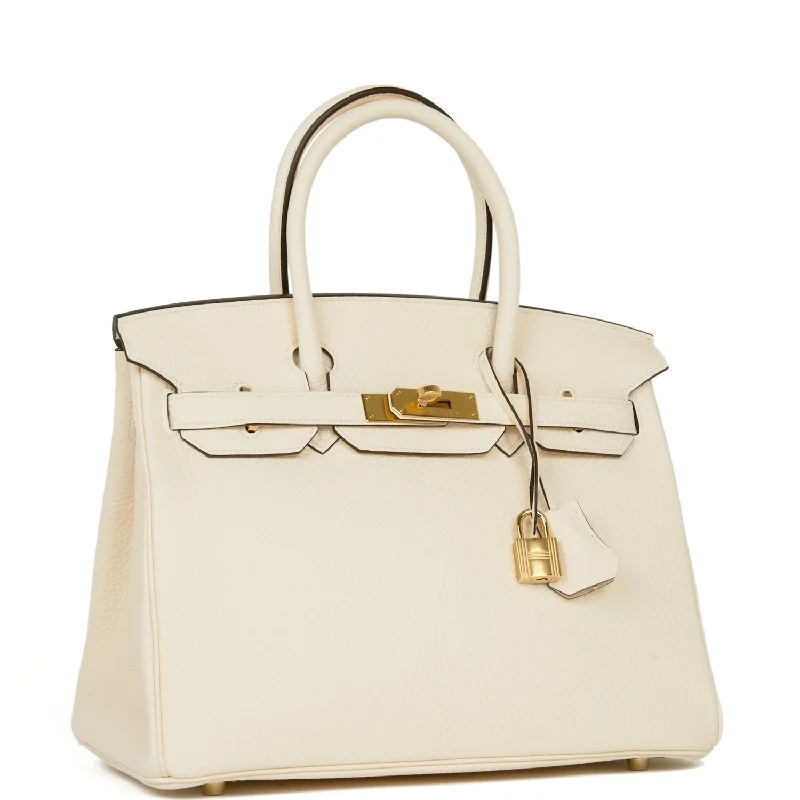 Hermes Birkin Bags with a Hand - Embroidered Floral PatternHermes Birkin 30 Nata Clemence Gold Hardware