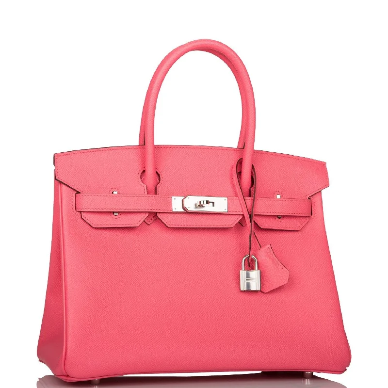 Hermes Birkin Bags with a Snap - Fastened Front Pocket for Easy AccessHermes Birkin 30 Rose Azalee Epsom Palladium Hardware