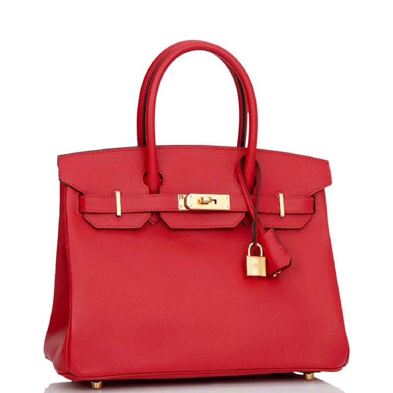 Hermes Birkin Bags with a Crystal - Embellished Lock for Added LuxuryHermes Birkin 30 Rouge Casaque Epsom Gold Hardware