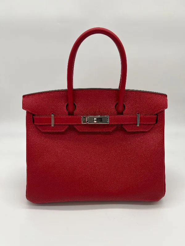 Hermes Birkin Bags with a Contrast - Stitched Handle for Added StyleHermes Birkin 30 Rouge Casaque Epsom Palladium Hardware