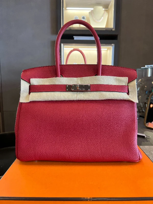 Hermes Birkin Bags with a Detachable Shoulder Pad for ComfortHermes Birkin 30 Rouge Vif Togo Palladium Hardware