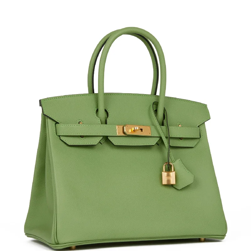 Hermes Birkin Bags with a Studded Leather Trim for a Bold StatementHermes Birkin 30 Vert Criquet Epsom Gold Hardware