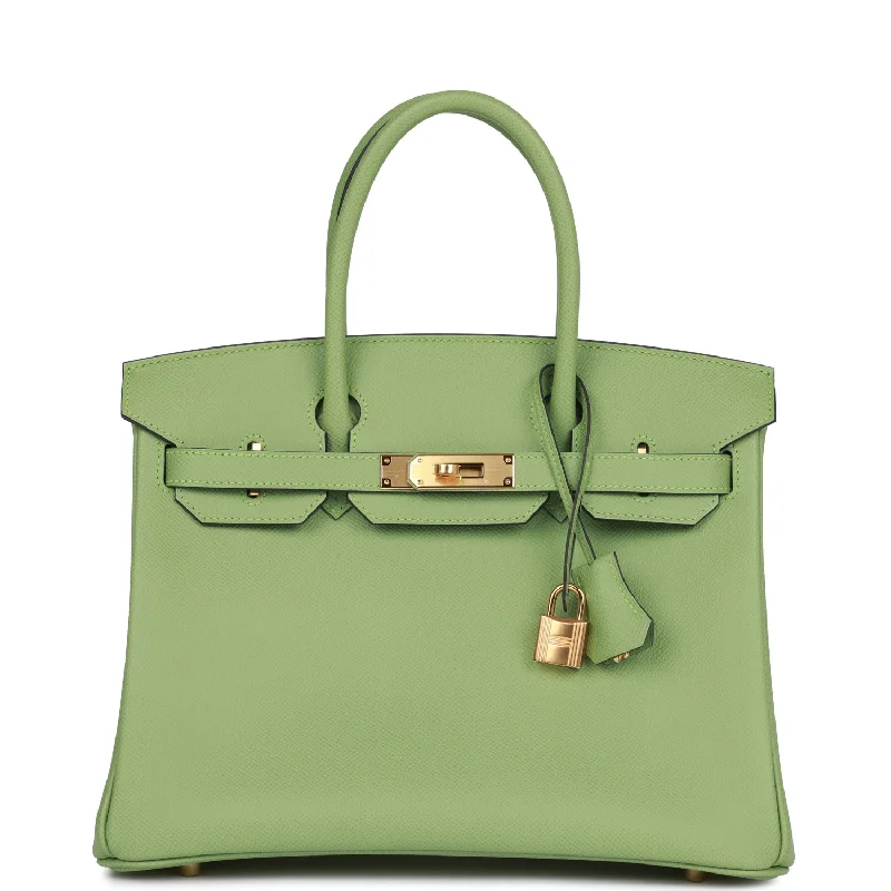 Hermes Birkin Bags in a Soft Coral Pink for a Feminine and Playful VibeHermes Birkin 30 Vert Criquet Epsom Gold Hardware