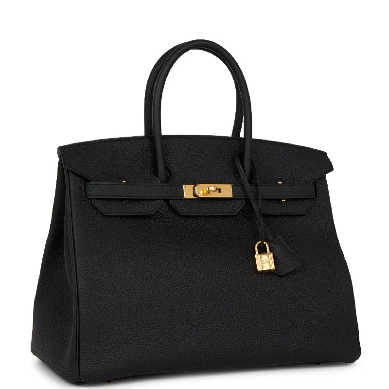 Hermes Birkin Bags with a Detachable Shoulder Pad for ComfortHermes Birkin 35 Black Togo Gold Hardware