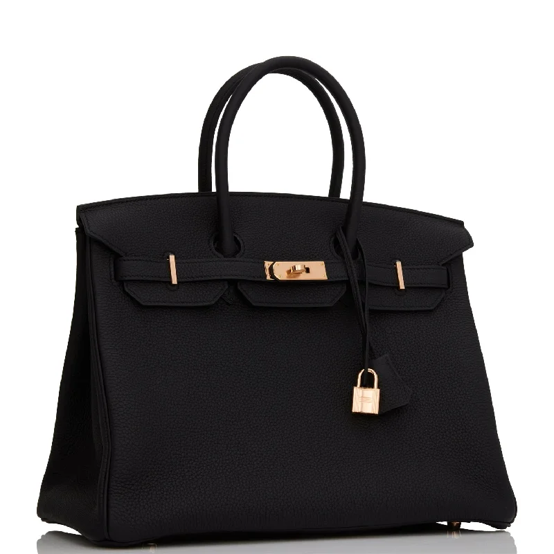 Hermes Birkin Bags with a Detachable Mirror Pocket InsideHermes Birkin 35 Black Togo Rose Gold Hardware