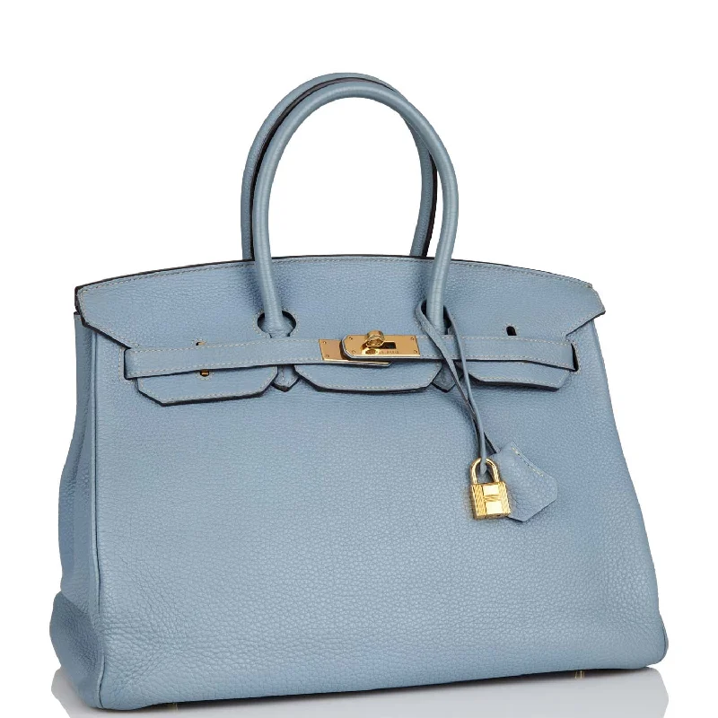 Hermes Birkin Bags in a Deep Navy Blue for a Classic and Elegant LookHermes Birkin 35 Bleu Lin Togo Gold Hardware