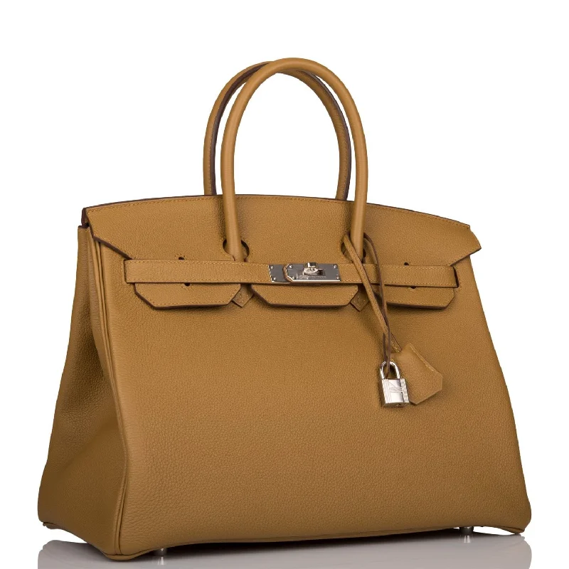 Hermes Birkin Bags with a Crystal - Embellished Lock for Added LuxuryHermes Birkin 35 Bronze D'Or Togo Palladium Hardware