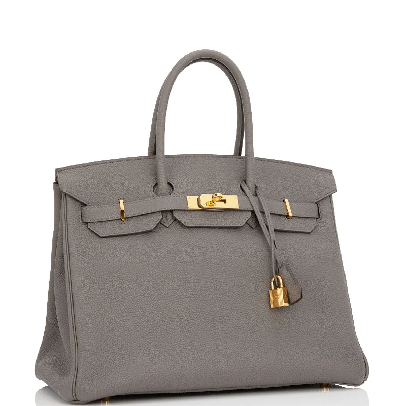 Hermes Birkin Bags in a Dark Chocolate Brown for a Warm and Inviting AestheticHermes Birkin 35 Etain Togo Gold Hardware