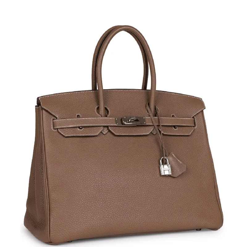 Hermes Birkin Bags with Custom - Engraved Hardware for PersonalizationHermes Birkin 35 Etoupe Togo Palladium Hardware