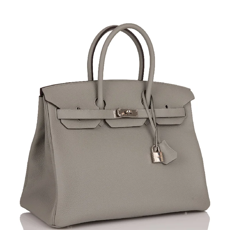 Hermes Birkin Bags in Smooth Box Calf Leather for a Timeless AestheticHermes Birkin 35 Gris Mouette Verso Togo Palladium Hardware