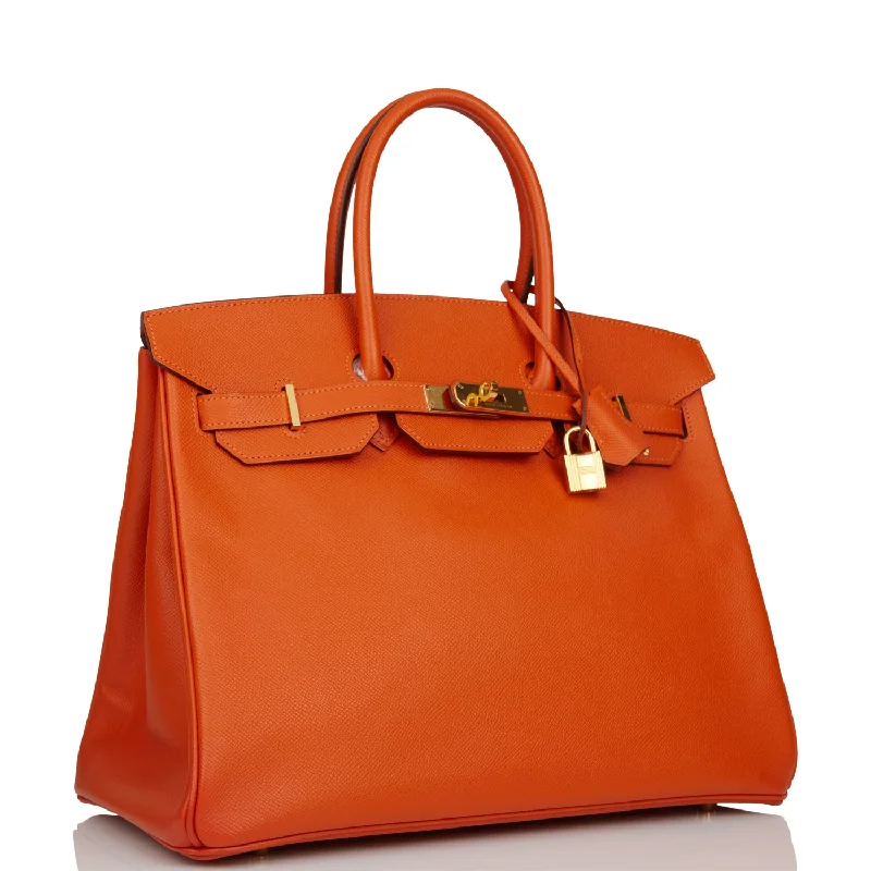 Hermes Birkin Bags with a Leather - Bound Handle for DurabilityHermes Birkin 35 Mangue Epsom Gold Hardware