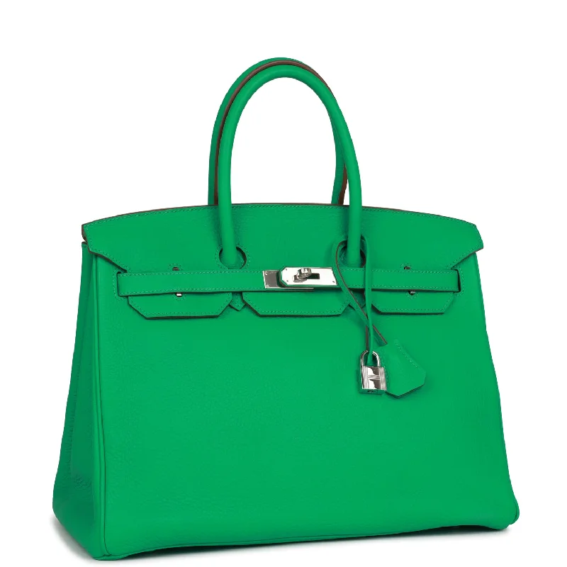 Hermes Birkin Bags in a Deep Navy Blue for a Classic and Elegant LookHermes Birkin 35 Menthe Clemence Palladium Hardware