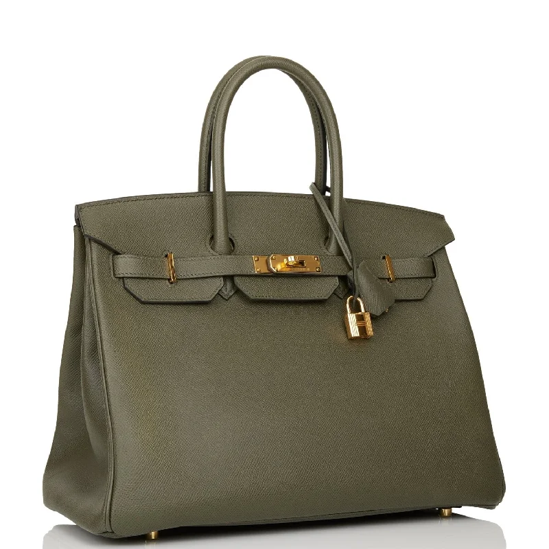 Hermes Birkin Bags in Matte Alligator Leather for a Sophisticated FinishHermes Birkin 35 Vert de Gris Epsom Gold Hardware