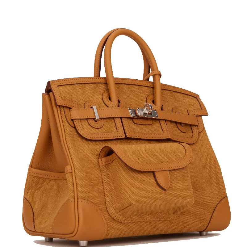 Hermes Birkin Bags with a Gold - Plated Lock and Key SetHermes Birkin Cargo 25 Desert/Sesame Swift and Toile Canvas Palladium Hardware - Payment 2 for SS