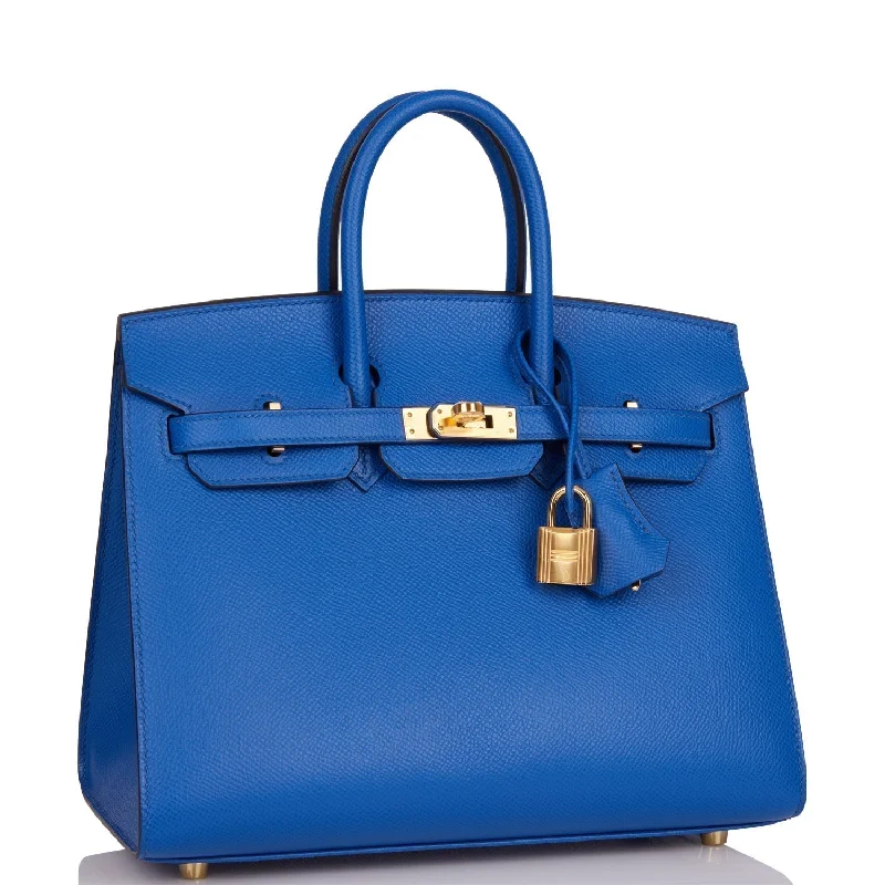 Hermes Birkin Bags with a Detachable Mirror Pocket InsideHermes Birkin Sellier 25 Bleu France Epsom Gold Hardware