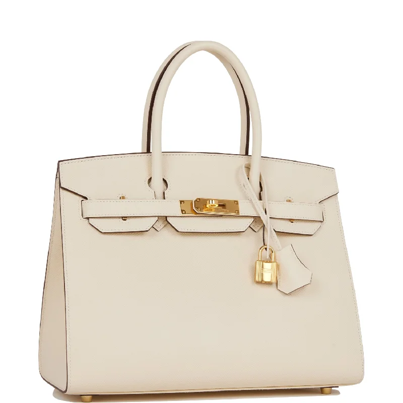 Hermes Birkin Bags with a Snap - Fastened Front Pocket for Easy AccessHermes Birkin Sellier 30 Nata Epsom Gold Hardware