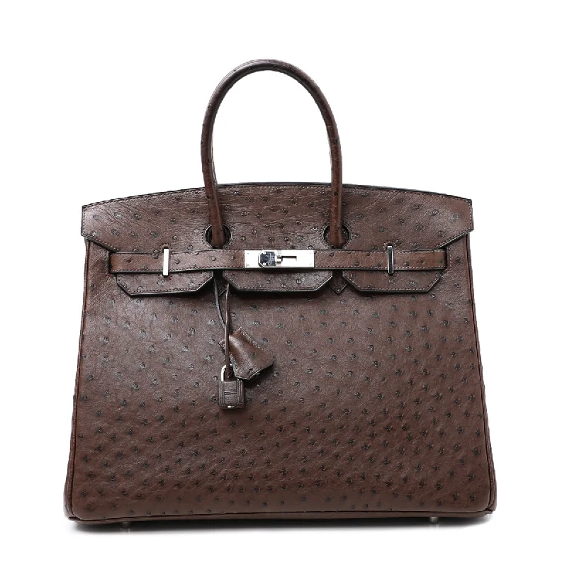 Hermes Birkin Bags with a Braided Leather Handle for a Bohemian TouchHermes Chocolate Ostrich Birkin 35