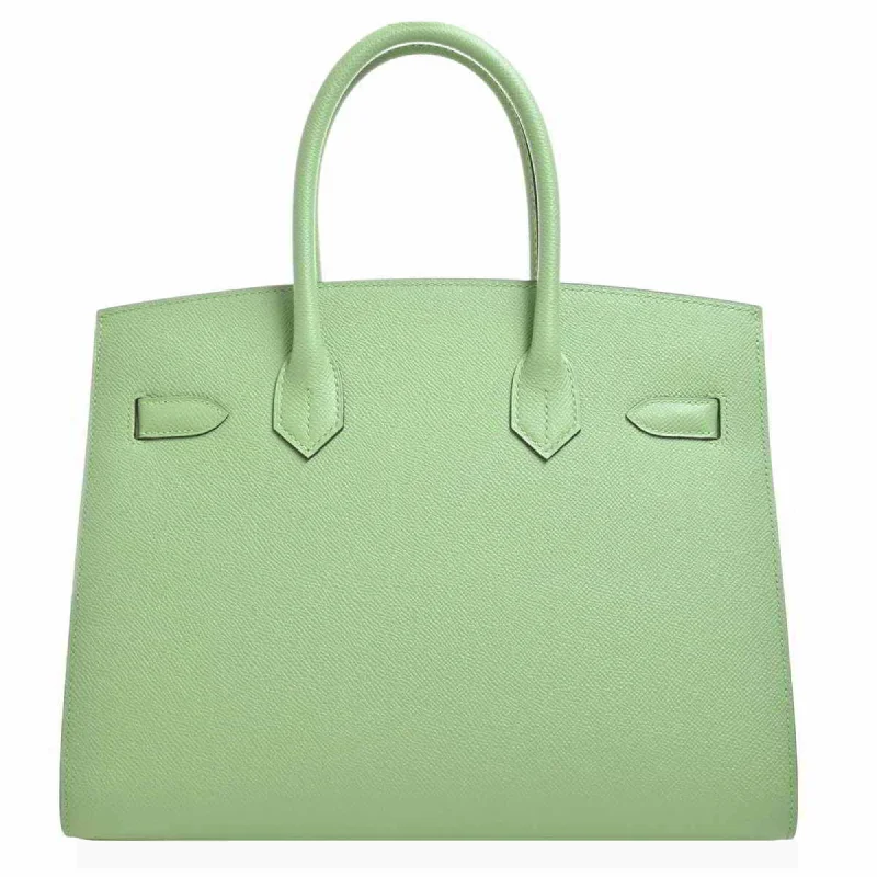 Hermes Birkin Bags with Hand - Stitched Detailing for Artisanal AppealHermes Epson Birkin 30 Serie Handbag Pastel Green