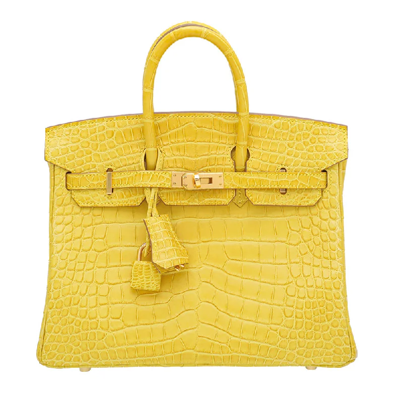 Hermes Birkin Bags with a Woven Leather Strap DetailHermes Mimosa Matte Alligator Birkin 25 Bag