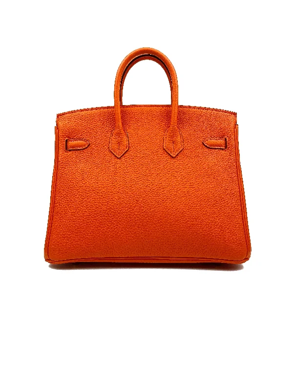 Hermes Birkin Bags with a Two - Tone Leather Design for Visual InterestHermes Orange Birkin 25 Bag