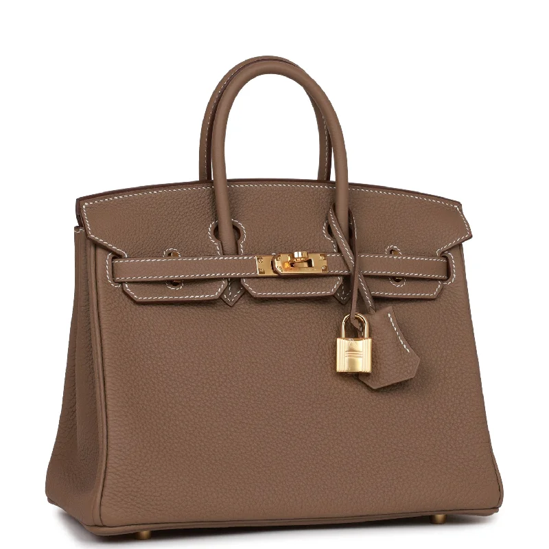 Hermes Birkin Bags with a Detachable Shoulder Pad for ComfortHermes Birkin 25 Etoupe Togo Gold Hardware