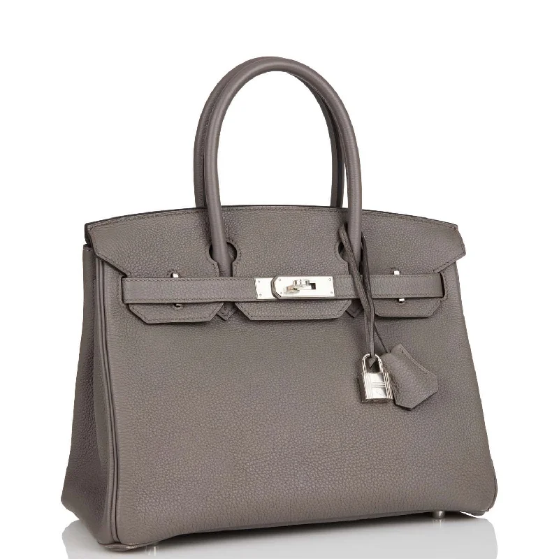 Hermes Birkin Bags with a Zippered Interior Compartment for ValuablesHermes Birkin 30 Etain Togo Palladium Hardware