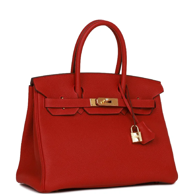 Hermes Birkin Bags with a Reinforced Bottom Panel for LongevityHermes Birkin 30 Rouge Vif Togo Gold Hardware