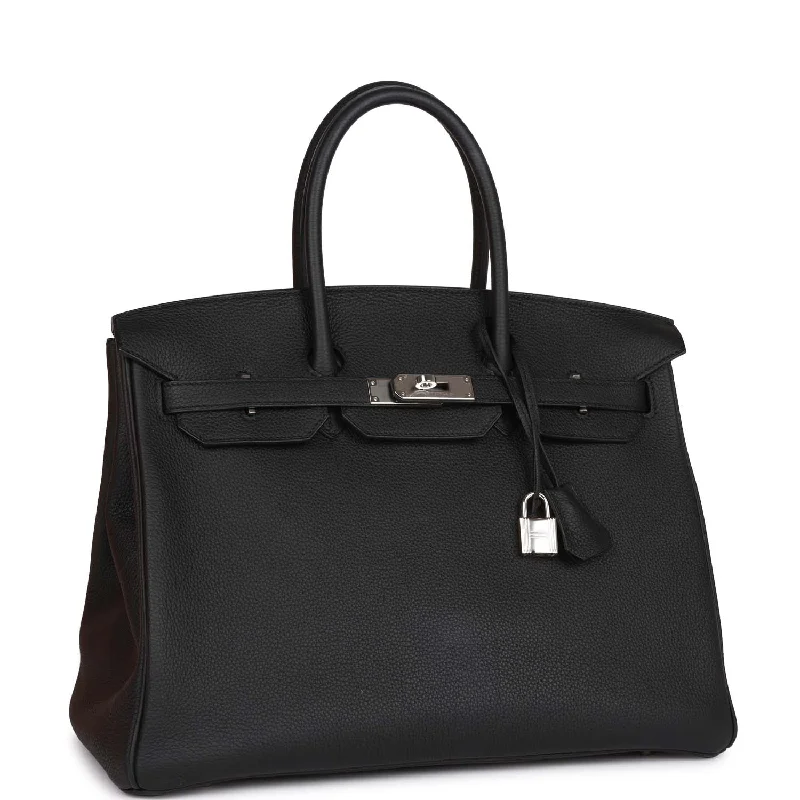 Hermes Birkin Bags with a Zippered Interior Compartment for ValuablesHermes Birkin 35 Black Togo Palladium Hardware