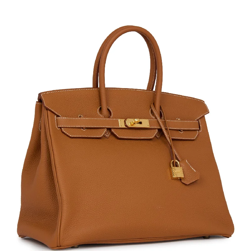 Hermes Birkin Bags with a Contrast - Stitched Handle for Added StyleHermes Birkin 35 Gold Togo Gold Hardware