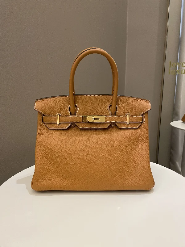 Hermes Birkin Bags with a Hand - Carved Leather DecorationHermes Birkin 30 Toffee Clemence