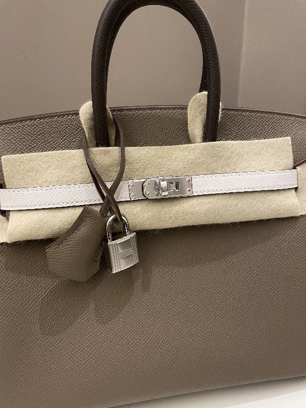 Hermes Birkin Bags with a Hidden Magnetic Closure for Discreet SecurityHermes Birkin 25 Etoupe/ Ebene/ Gris Pale Epsom