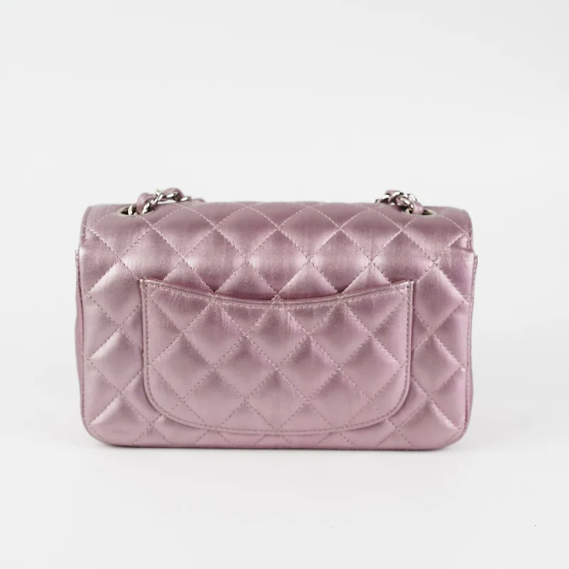 Chanel Handbag with Adjustable Strap for ComfortChanel Mini Rectangular Iridescent Purple