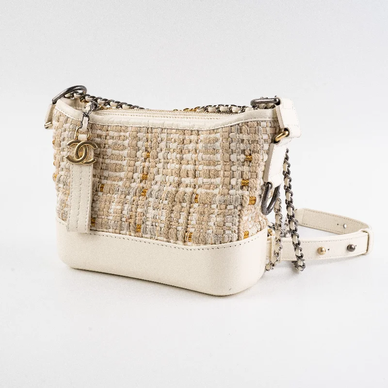 Chanel Quilted Leather Shoulder Bag for FashionistasITEM 29 - Chanel Small Gabrielle Stripe Tweed Beige Cream