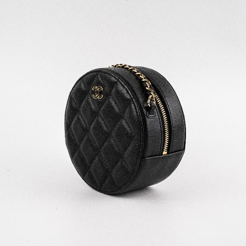 Chanel All - Match Handbag for Versatile StylingChanel Mini Round Caviar Crossbody Bag Black