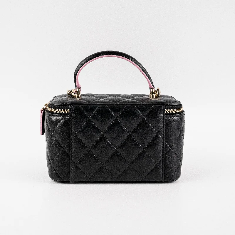 Chanel Colorful Handbag for Spring OutfitsChanel Vanity Top Handle Lambskin Black Bag