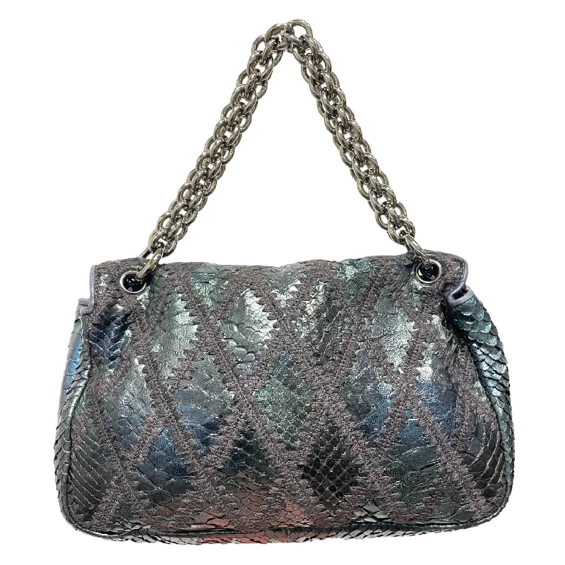 Chanel Handbag with Adjustable Strap for ComfortCHANEL Hand Bag Iridescent Leather BLK Fishscale Bag