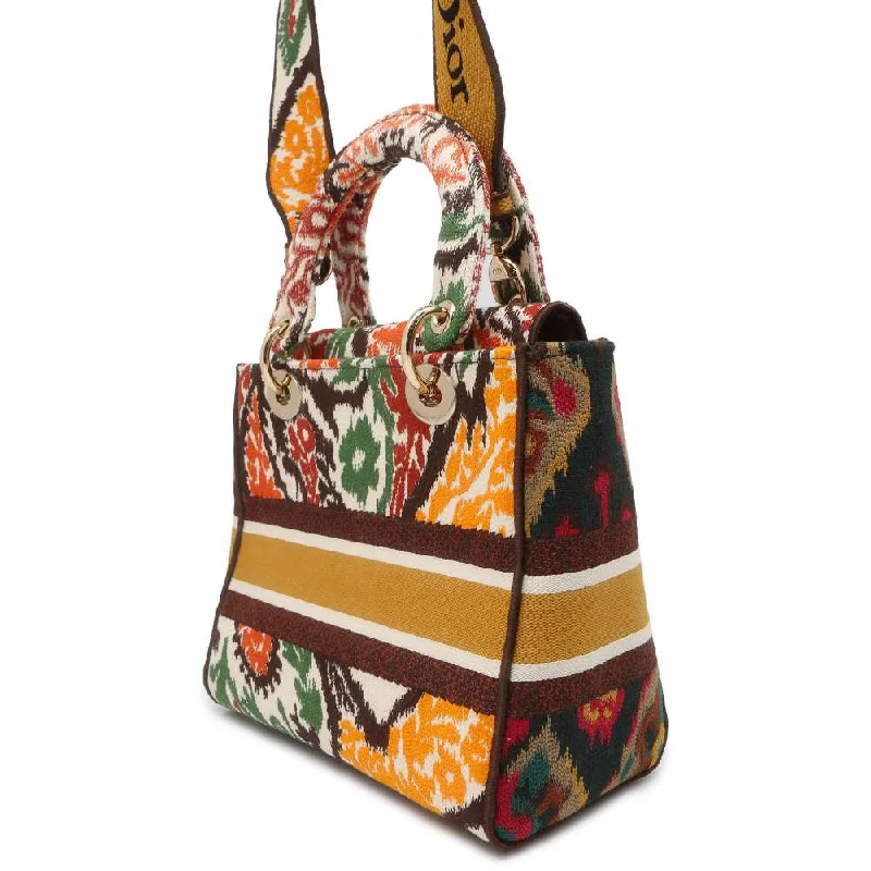 Stylish Christian Dior shoulder bags with a tassel - adorned zipperDior Lady D-LITE Paisley 2WAY Handbag Multicolor Canvas Size Medium