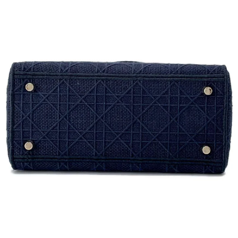 Christian Dior bags with a detachable coin purse insideDior Lady D Light 2way Handbag Navy Canvas