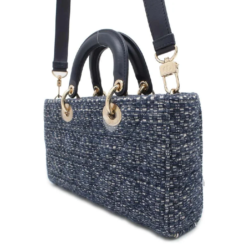 Stylish Christian Dior shoulder bags with a tassel - adorned zipperDior LADY D-JOY Bag Navy M0540OTKJ_M928 Tweed Size Medium