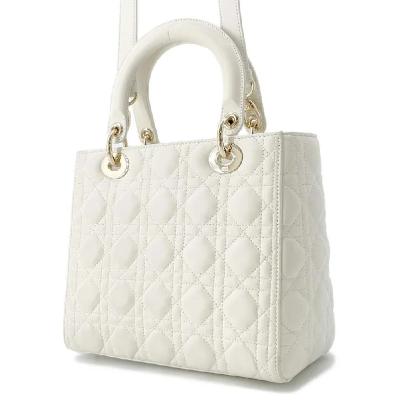 Christian Dior bags with a detachable coin purse insideDior Lady Dior 2WAYHandbag White M0565ONGE Lambskin Size Medium