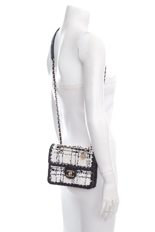 Chanel Designer Handbag with Unique DesignChanel 2022+  Black & White Tweed Flap Cross-Body AS IS