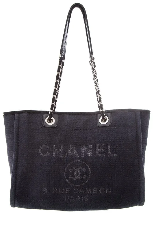 Chanel Handbag with Adjustable Strap for ComfortChanel 2022 Navy Deauville Shopping Tote Handbag