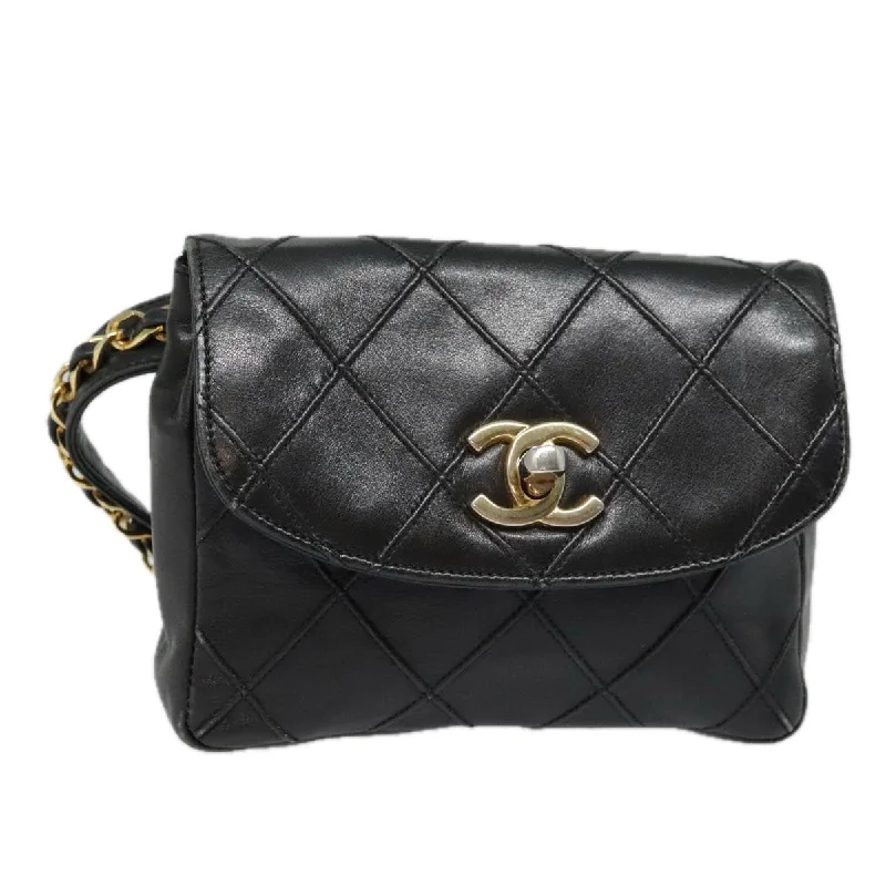 Chanel Chain Strap Handbag for Everyday UseCHANEL Bicolore Chain Waist bag Leather Black Gold CC  bs18454