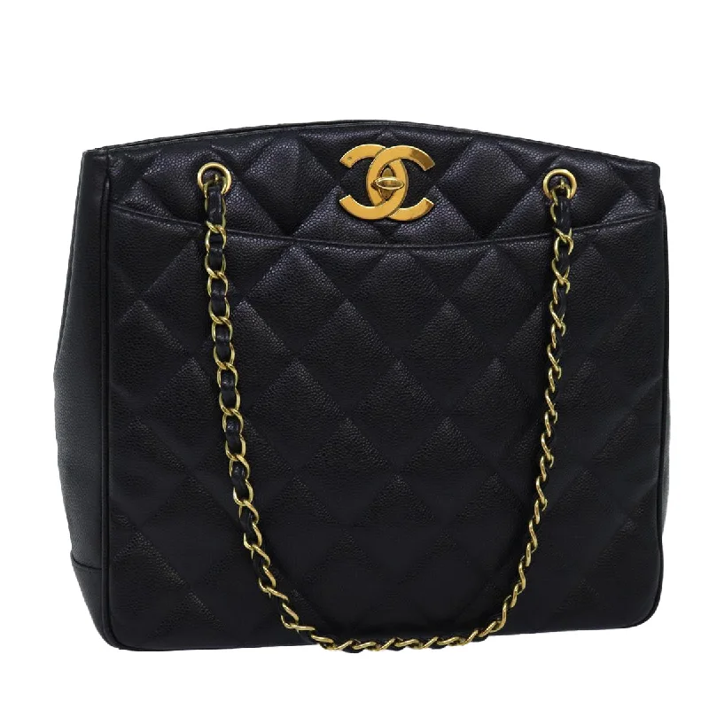 Chanel Quilted Leather Shoulder Bag for FashionistasCHANEL Big Matelasse Chain Shoulder Bag Caviar Skin Black CC  fm3373A