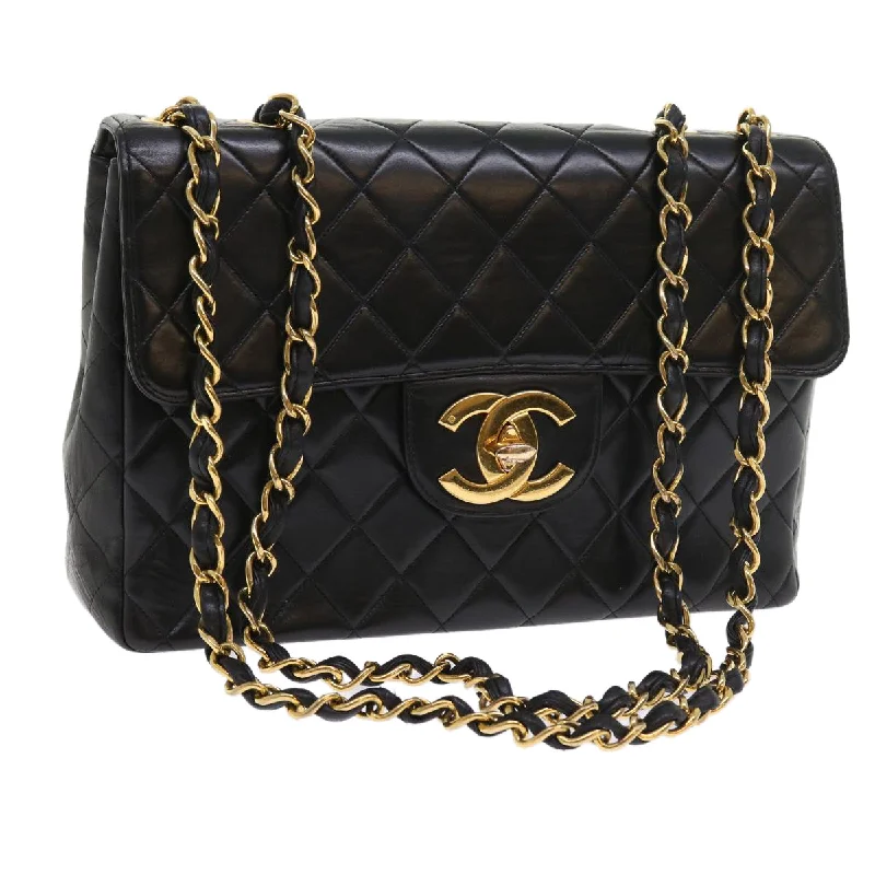 Chanel Classic Flap Bag for Evening PartyCHANEL Big Matelasse Chain Shoulder Bag Leather Black CC  fm2835