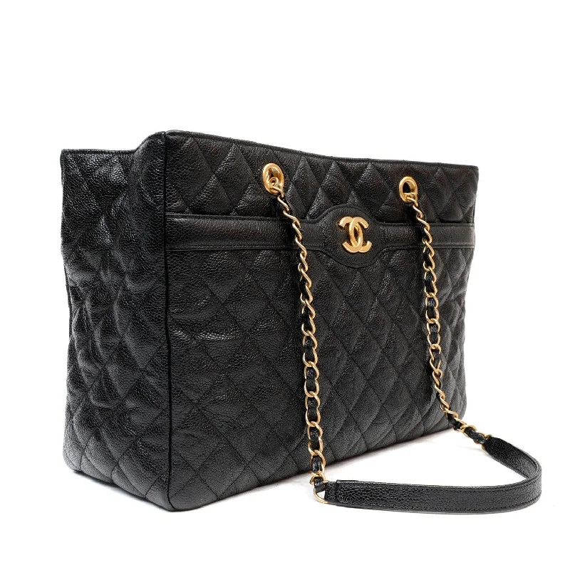 Chanel Luxury Handbag for High - End EventsChanel Black Caviar Quilted Tote w/ Gold CC Hardware